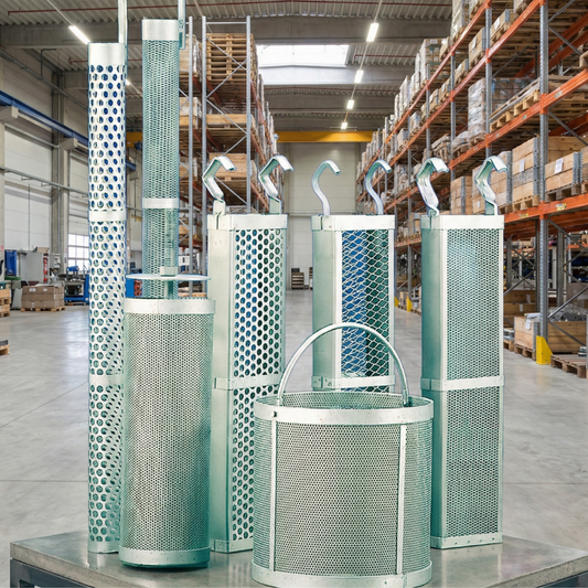 2.5" Dia x 12" long with 6" long hook Titanium(Ti)  Cylindrical Anode Basket