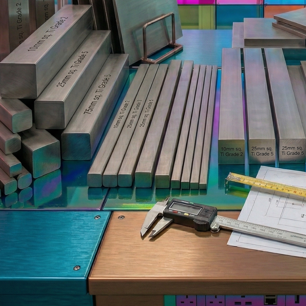 9.5mm x 9.5mm Titanium Grade 2 Square Bar / Rod