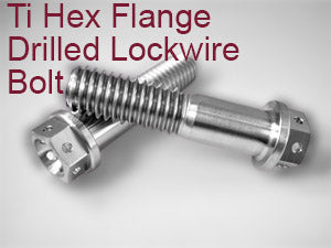 M6 (1.0mm Thread Pitch) x 15mm Titanium Grade 5 Bolts Hex Head Flange Drilled Lock Wire